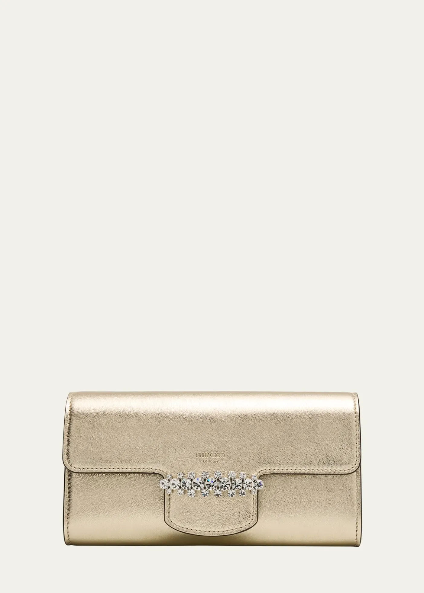 Jimmy ChooBing Crystal Metallic Leather Wallet