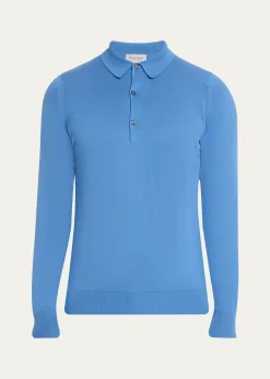 John SmedleyMen's Solid Long-Sleeve Polo Shirt