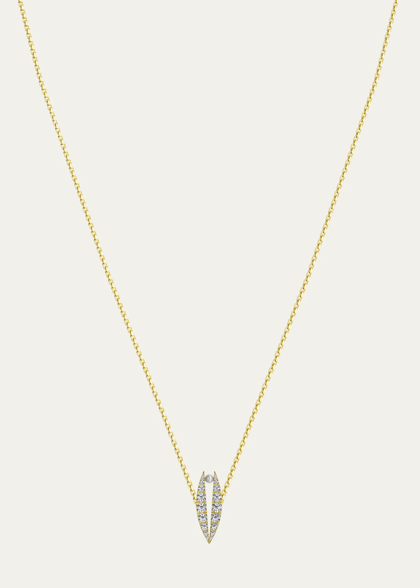 KAMALDiamond Pave Lotus Pearl Pendant Necklace