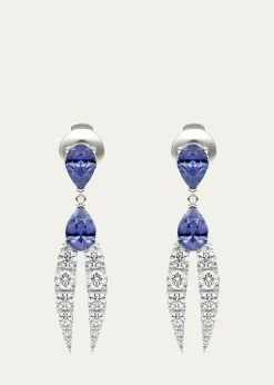 KAMALLotus Diamond and Tanzanite Earrings