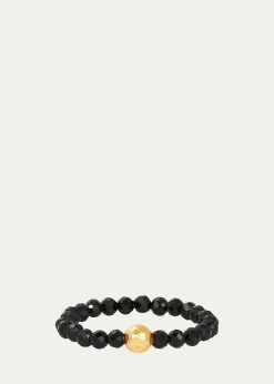 KAREN LAZAR3mm Micro Faceted Black Spinel Stone and 14K Gold-Filled Textured Bead Rings