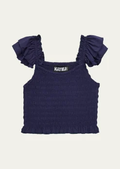 KatieJ NYCGirl's Joanna Smocked Ruffle Top, Size S-XL