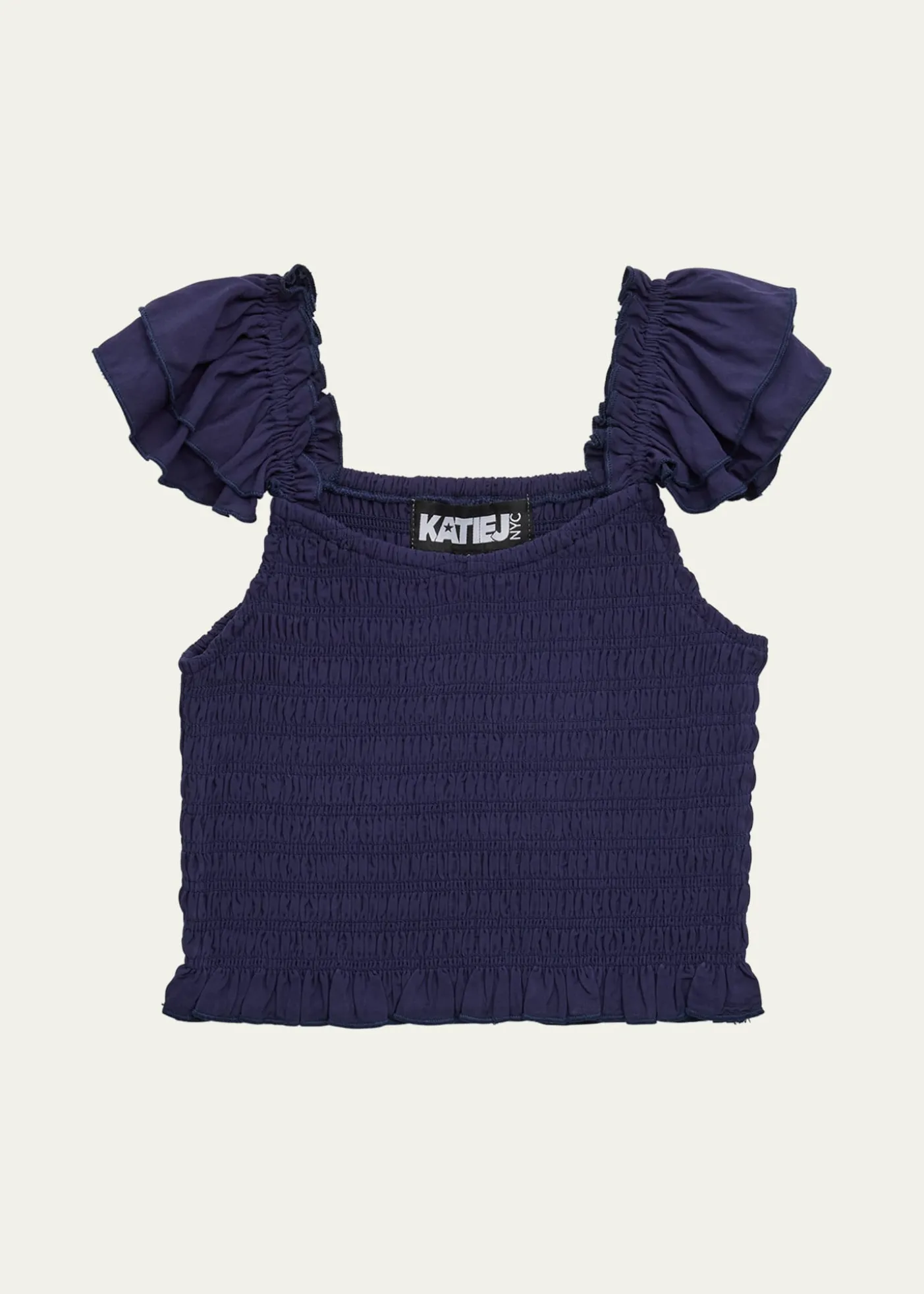 KatieJ NYCGirl's Joanna Smocked Ruffle Top, Size S-XL