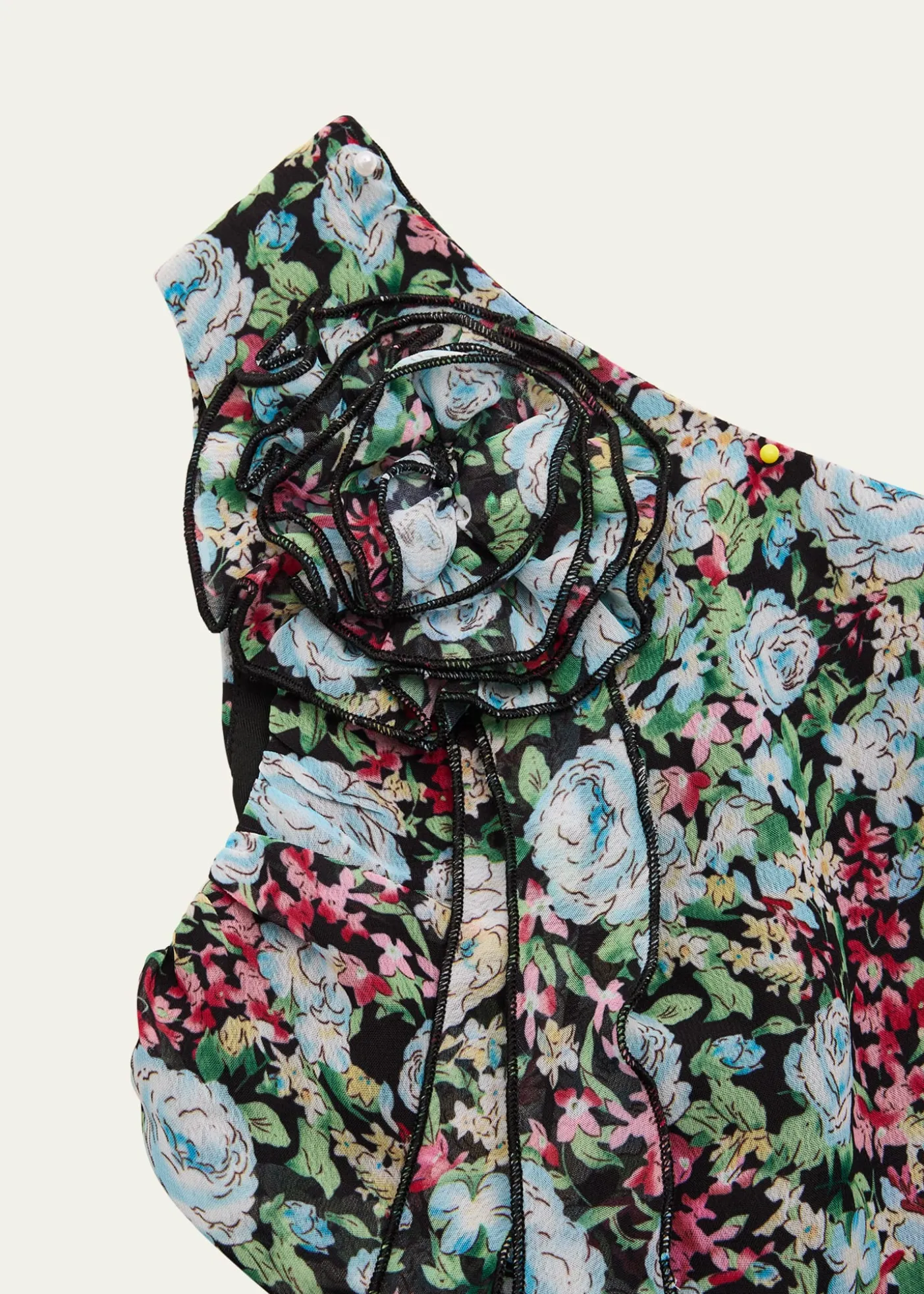 KatieJ NYCGirl's Tween Floral-Print One Shoulder Rossette Top, Size S-XL
