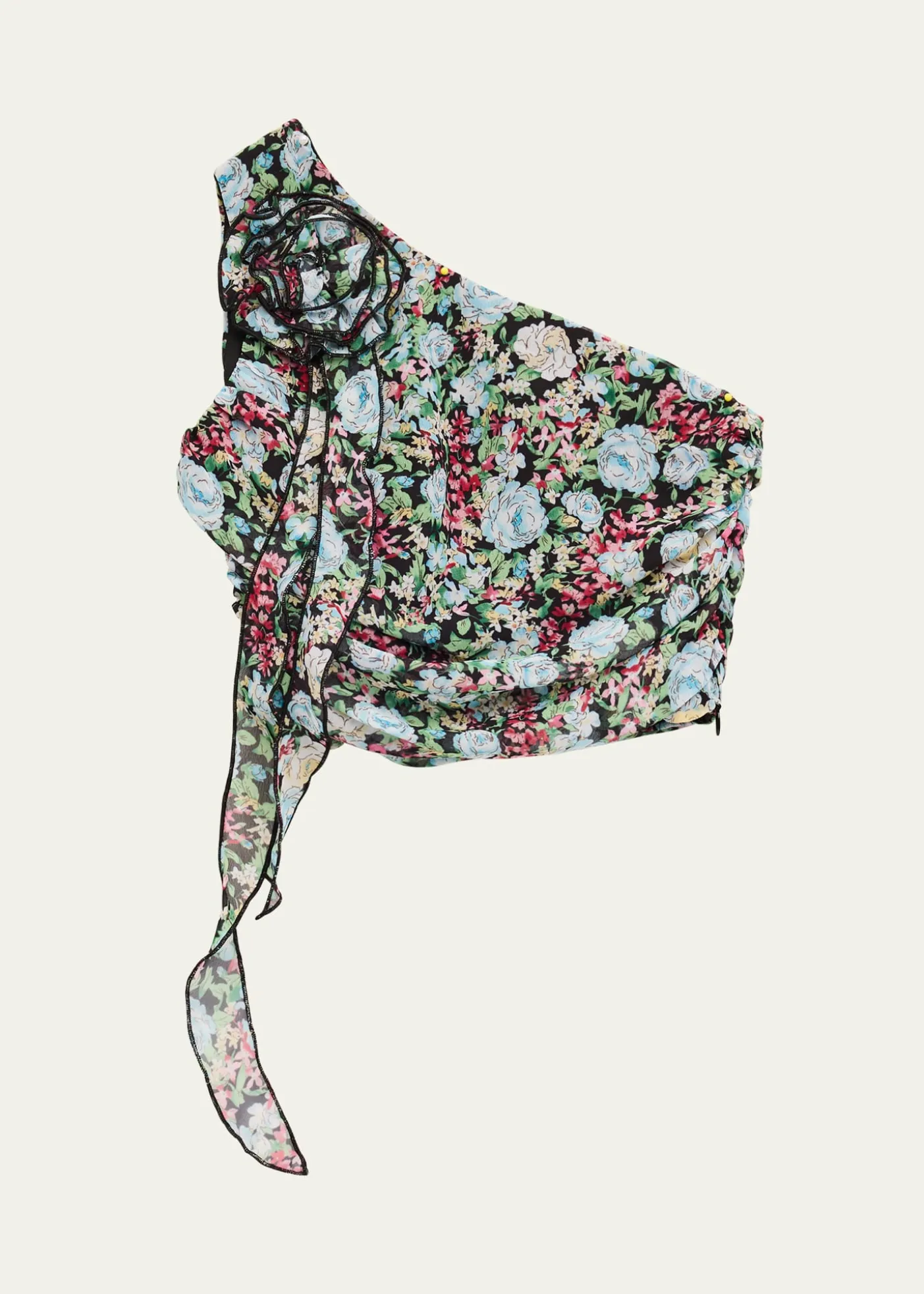 KatieJ NYCGirl's Tween Floral-Print One Shoulder Rossette Top, Size S-XL