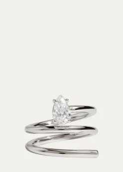 Kendall Row14K White Gold Pear Lab Grown Diamond Double Wrap Solitaire Ring, Size 6.5
