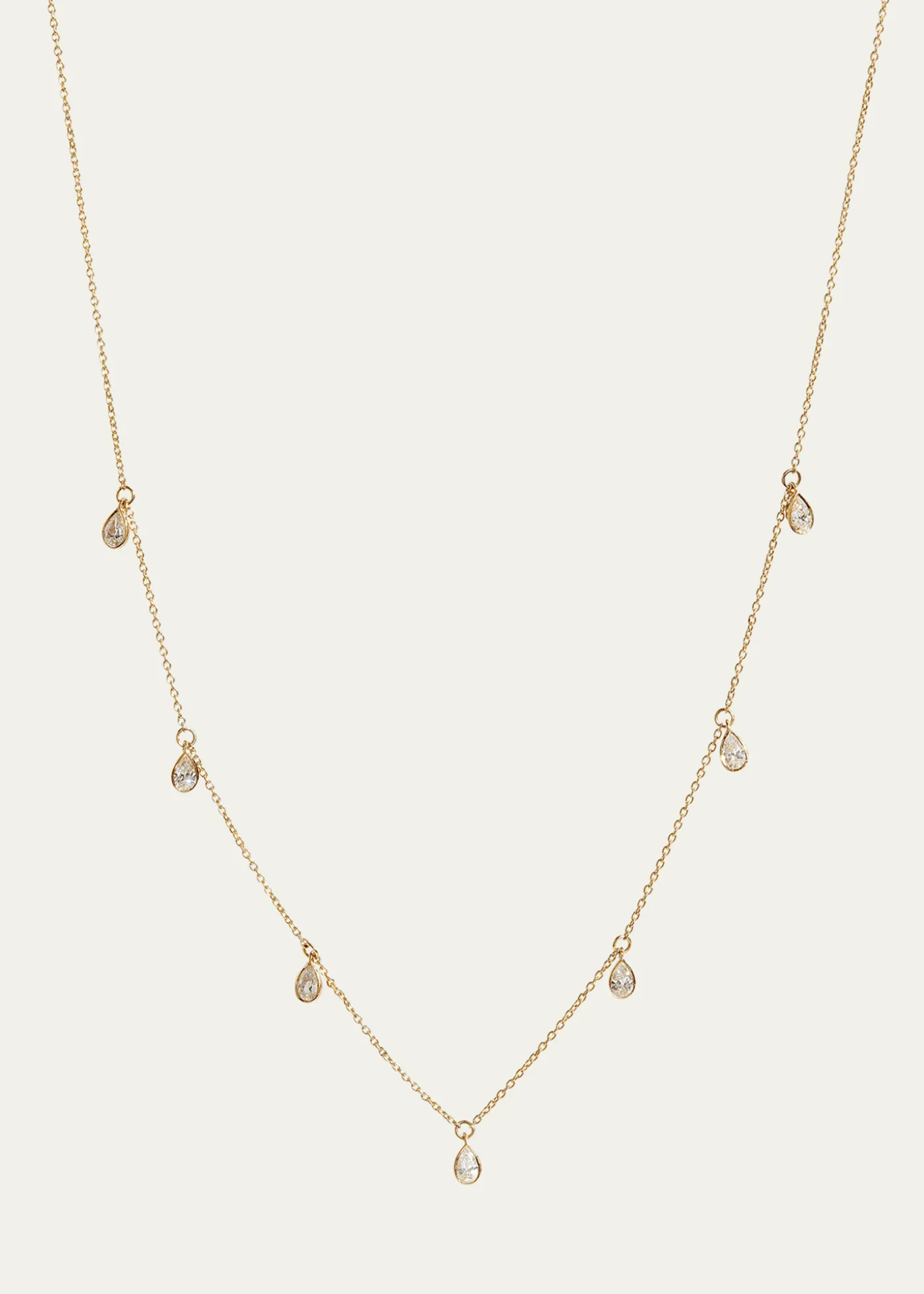 Kendall Row14K Yellow Gold Bezel Pear Diamond Station Necklace, 16-18"L