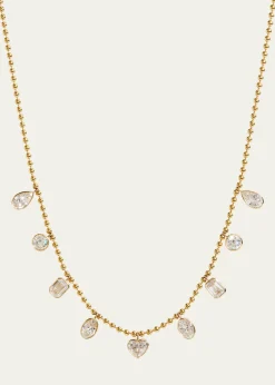 Kendall Row14K Yellow Gold Fancy Shape Diamond Station Necklace, 16-18