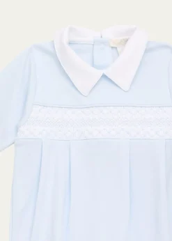 Kissy KissyBoy's Hand-Smocked Pima Cotton Footie, Size NB-6M