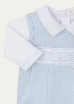 Kissy KissyBoy's Punto Ingles Hand Smocked Overall Set, Size 3M-9M