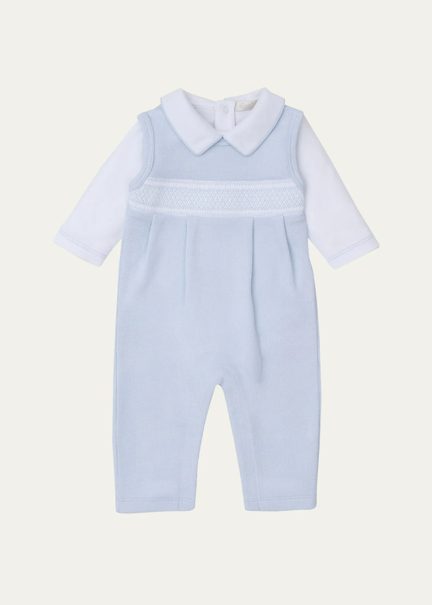 Kissy KissyBoy's Punto Ingles Hand Smocked Overall Set, Size 3M-9M