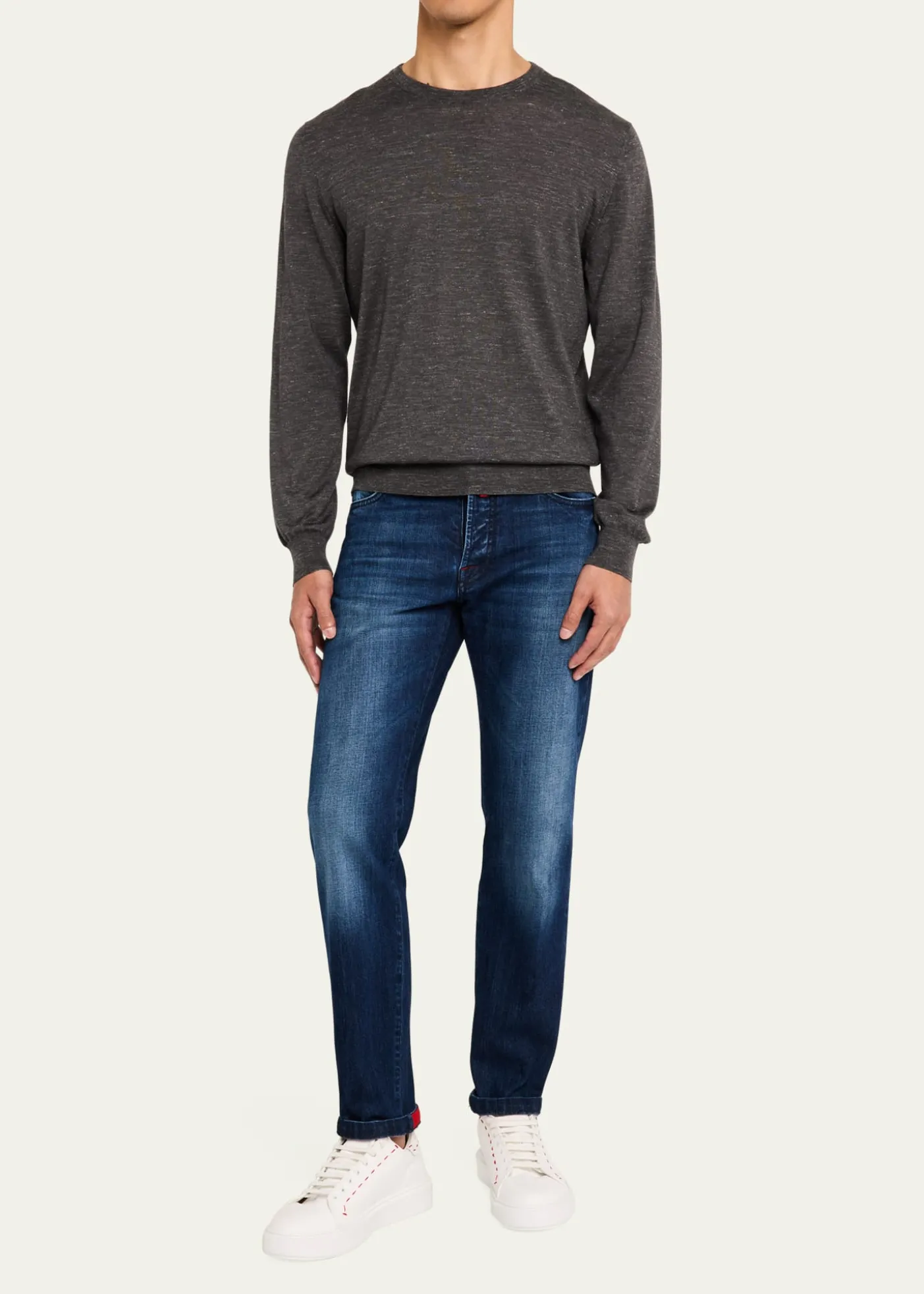 KitonMen's Slim-Fit Dark Wash Jeans
