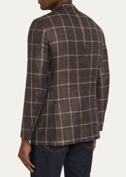KitonMen's Windowpane Cashmere and Silk Single-Breasted Sport Coat