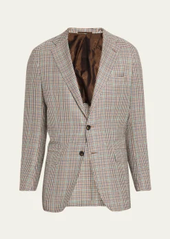 KitonMen's Cashmere and Silk Multi-Check Deconstructed Sport Coat