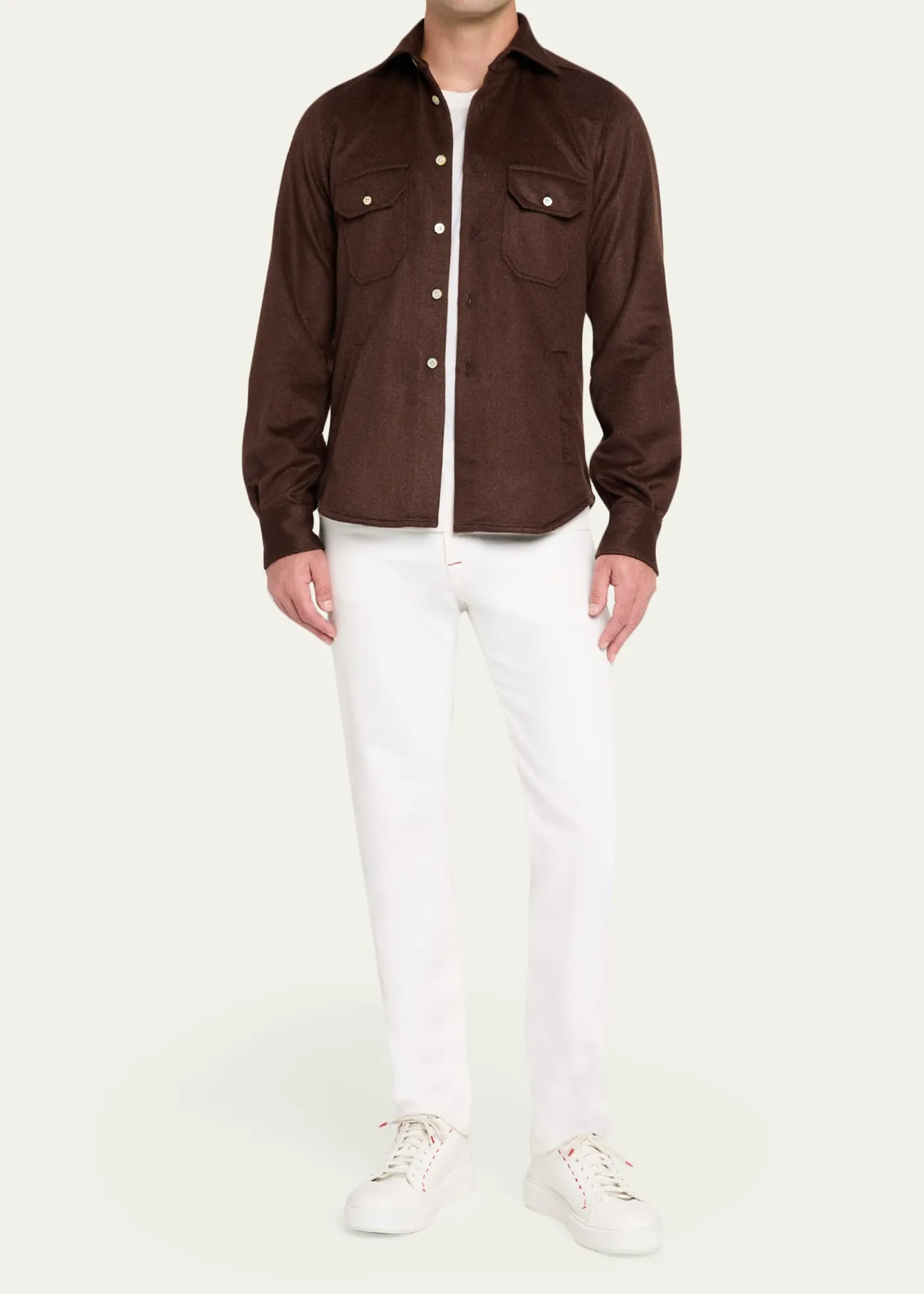 KitonMen's Cashmere and Wool Flap-Pocket Overshirt