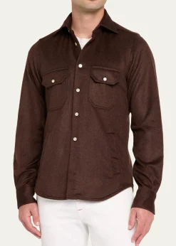 KitonMen's Cashmere and Wool Flap-Pocket Overshirt