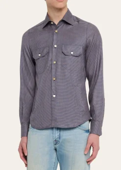 KitonMen's Cashmere Blend Micro-Check Overshirt