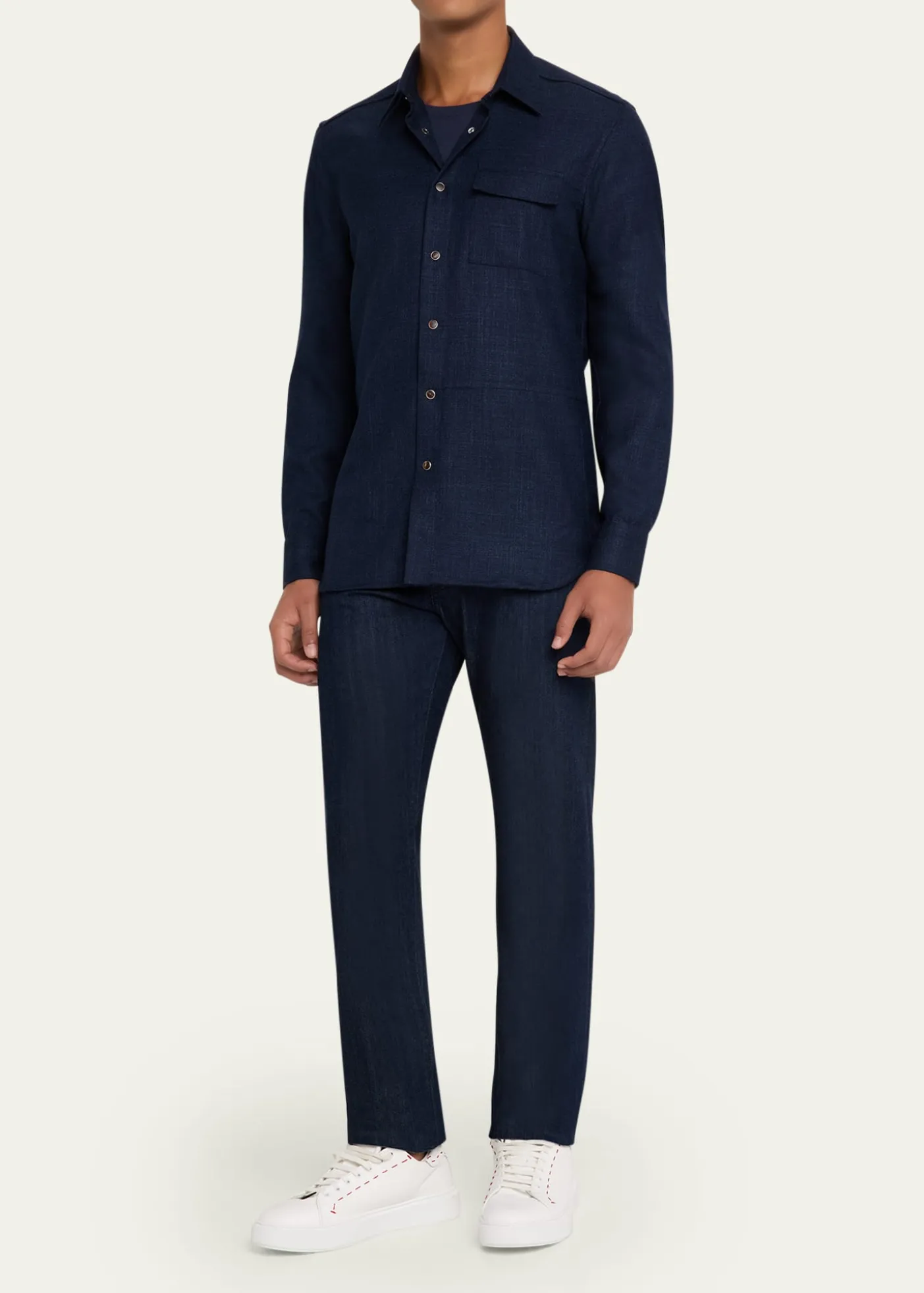 KitonMen's Cashmere Blend Snap-Front Overshirt