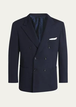 KitonMen's Cashmere Jersey Double-Breasted Blazer