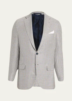 KitonMen's Cashmere, Silk and Linen Houndstooth Check Sport Coat