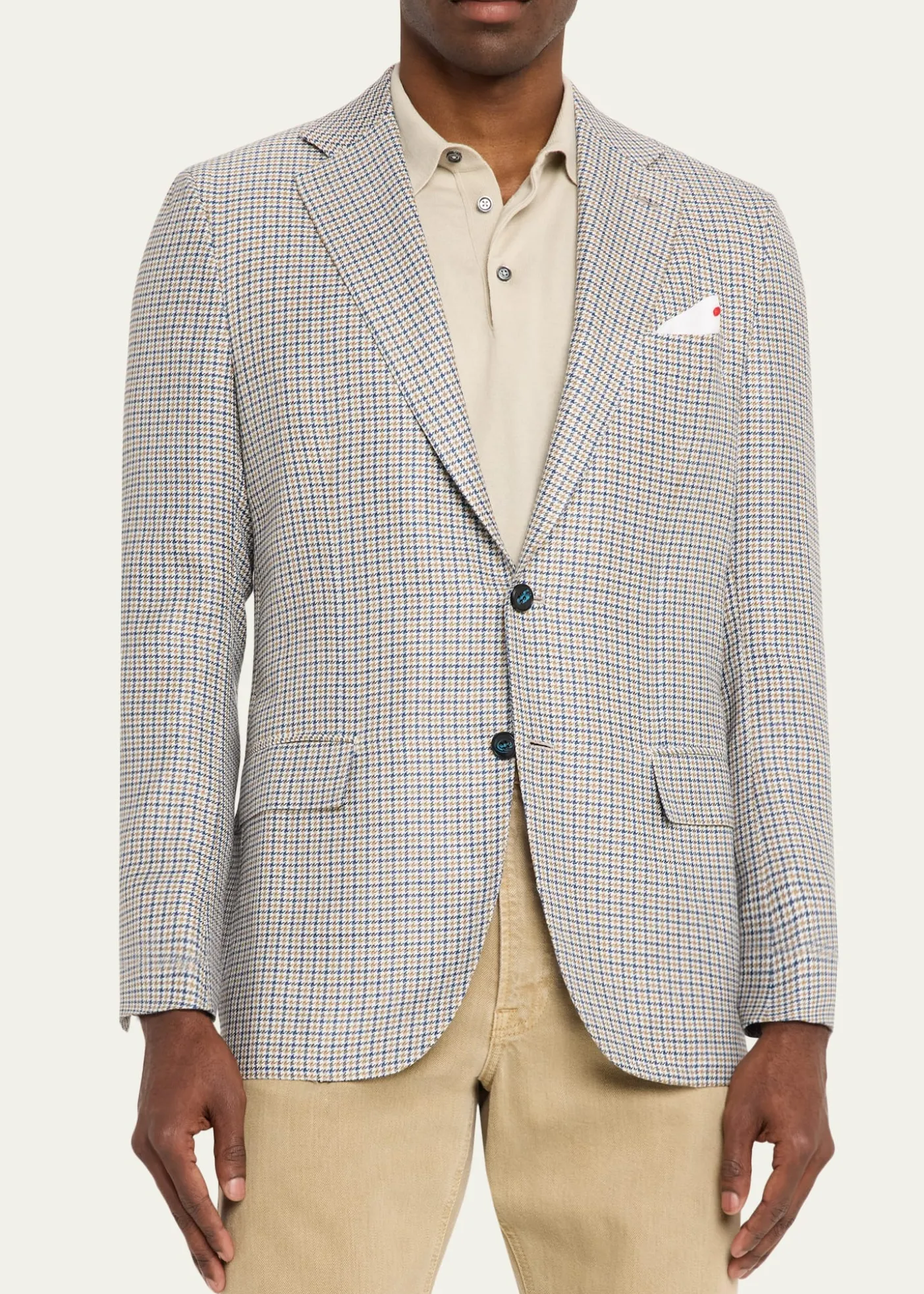 KitonMen's Cashmere, Silk and Linen Houndstooth Check Sport Coat