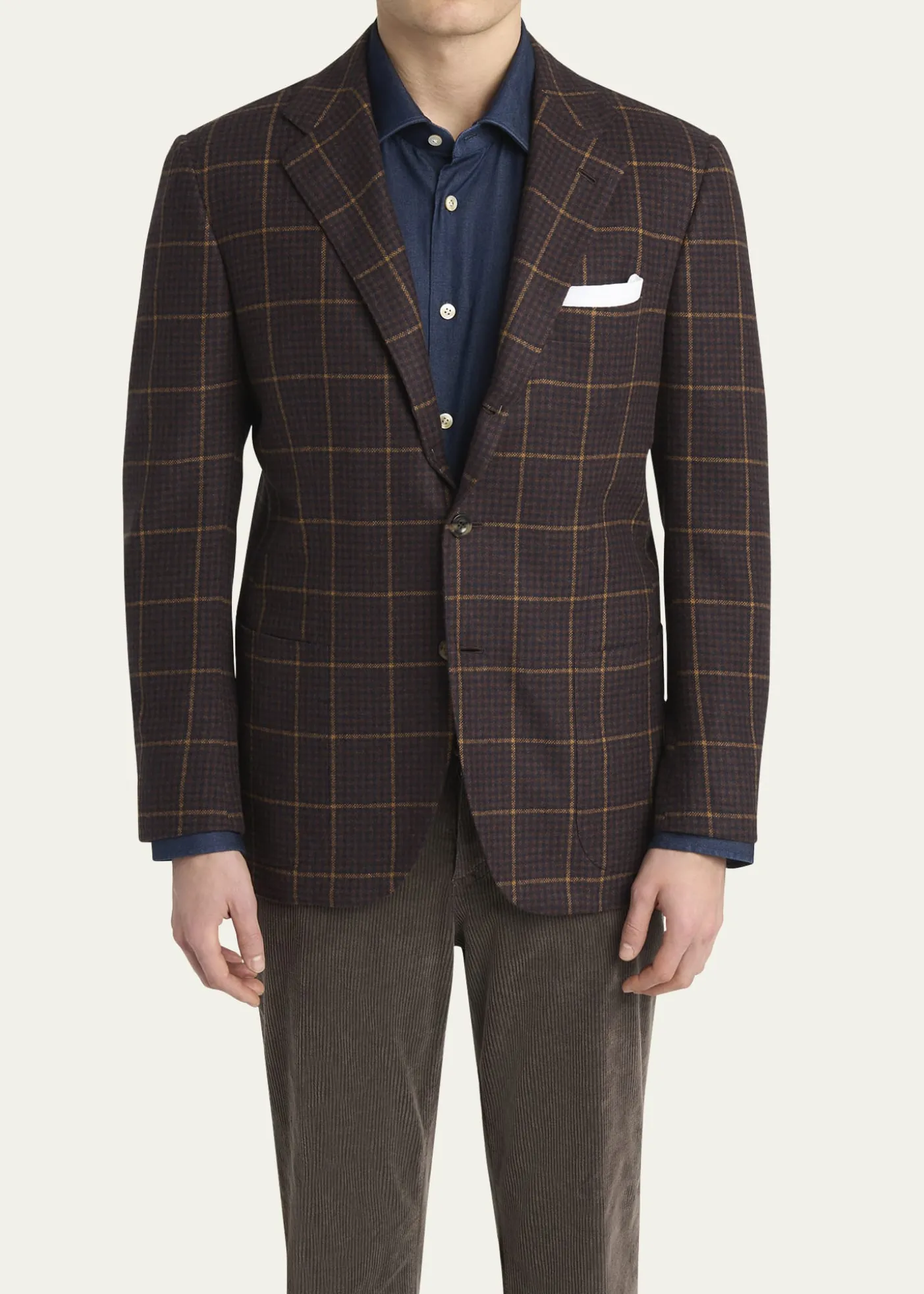 KitonMen's Cashmere Windowpane Check Single-Breasted Sport Coat