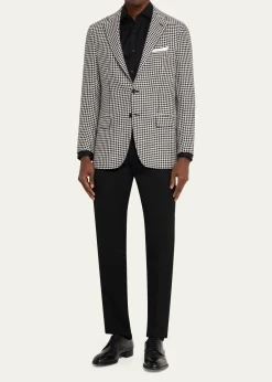 KitonMen's Check Cashmere-Linen Sport Coat