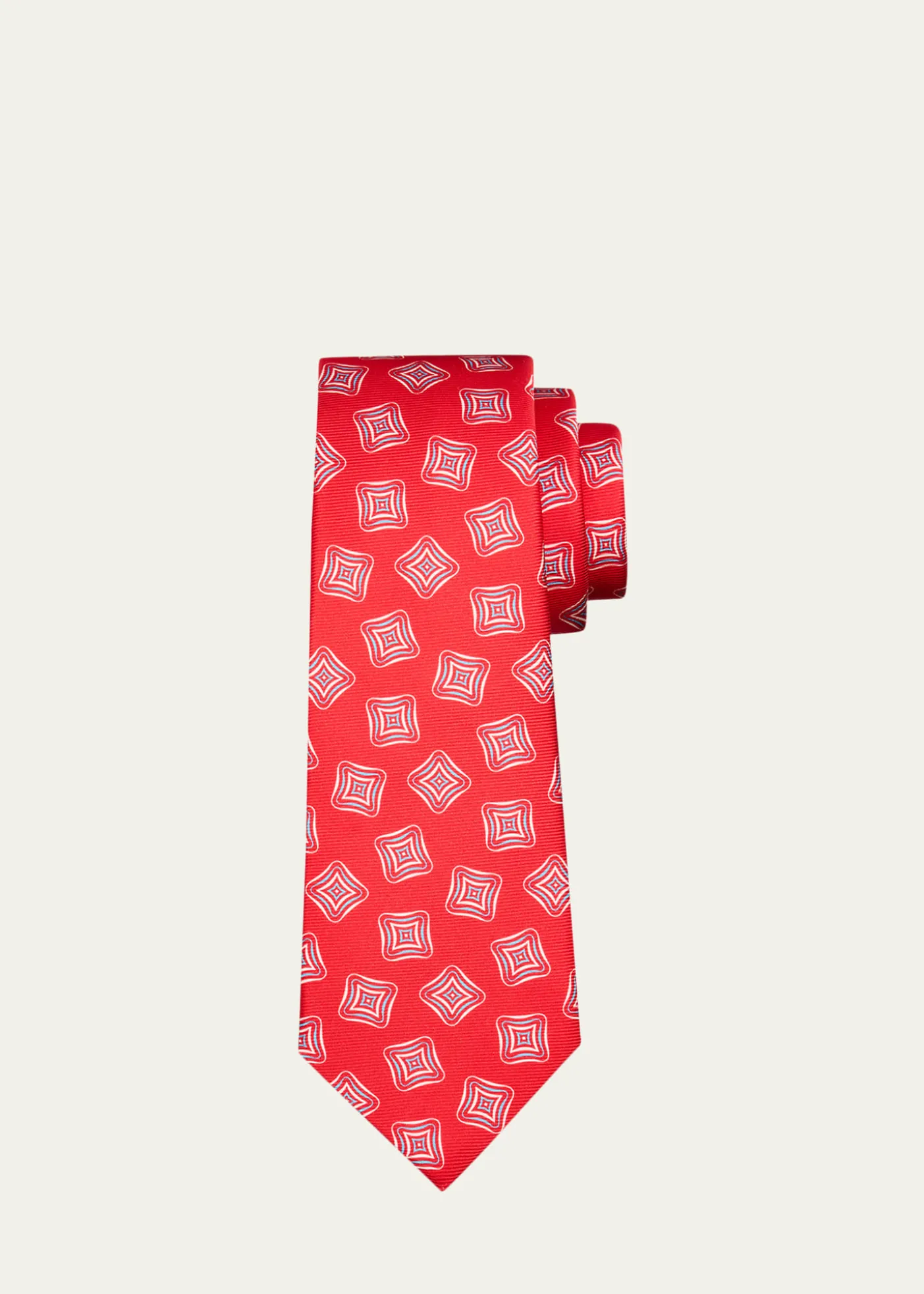 KitonMen's Geometric Square-Print Silk 7-Fold Tie