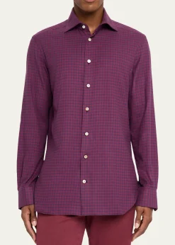 KitonMen's Gingham Cotton Sport Shirt