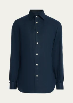 KitonMen's Linen Button-Down Shirt