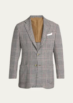 KitonMen's Prince of Wales Cashmere and Linen Sport Coat