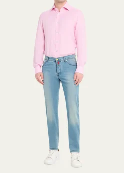 KitonMen's Solid Linen Button-Down Shirt with Mother-Of-Pearl