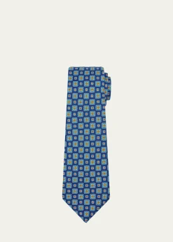KitonMen's Square Medallion Silk 7-Fold Tie