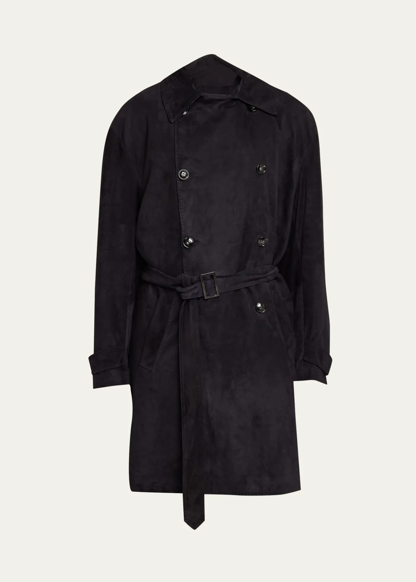 KitonMen's Suede Double-Breasted Trench Coat