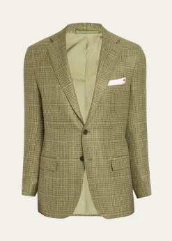 KitonMen's Tonal Plaid Wool-Blend Single-Breasted Sport Coat