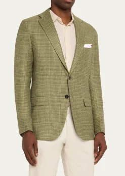 KitonMen's Tonal Plaid Wool-Blend Single-Breasted Sport Coat