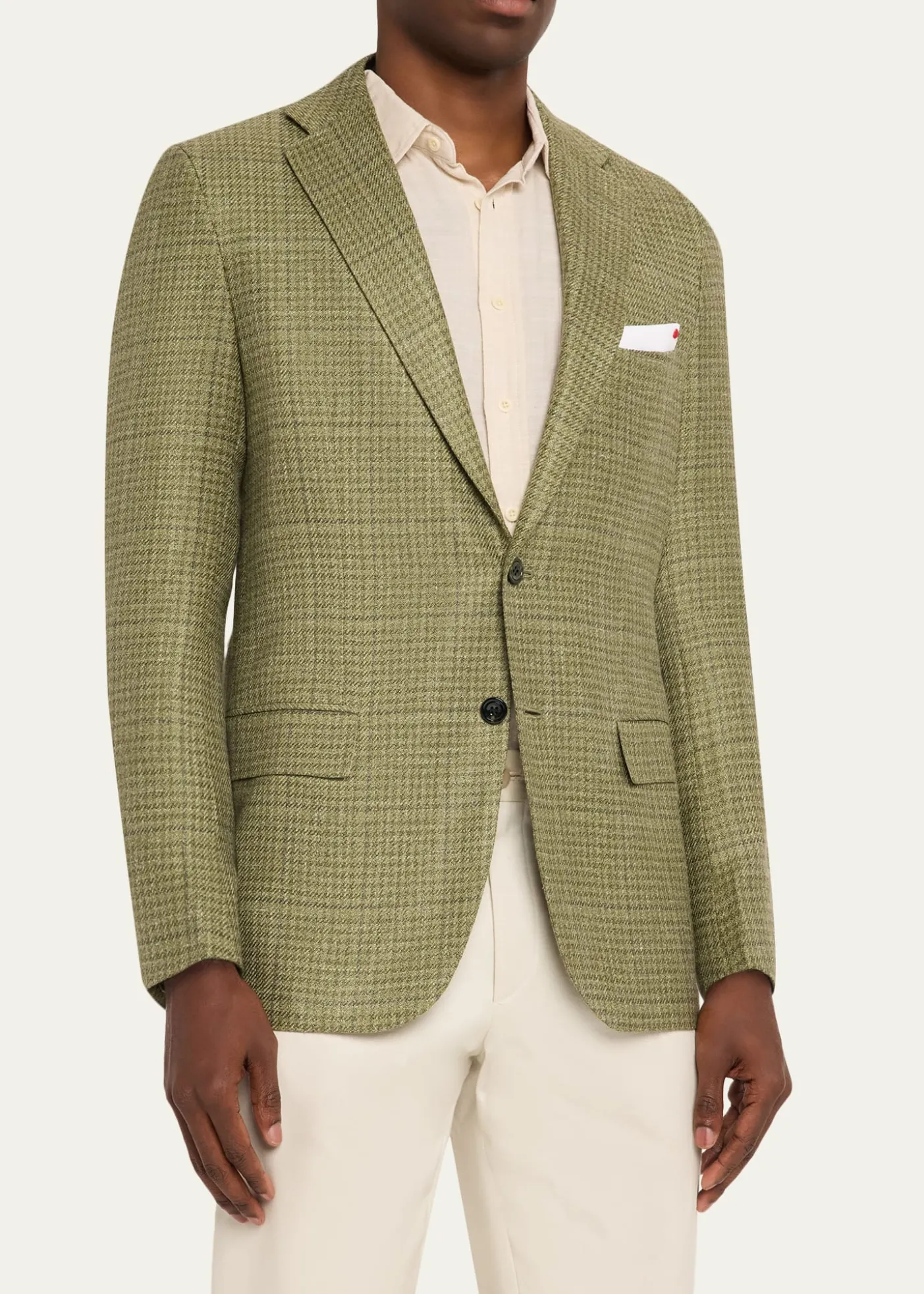 KitonMen's Tonal Plaid Wool-Blend Single-Breasted Sport Coat