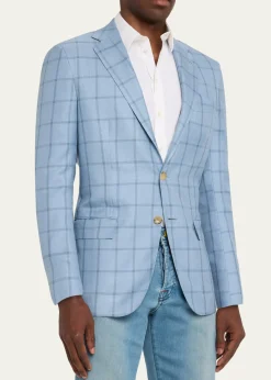 KitonMen's Windowpane Check Cashmere Sport Coat