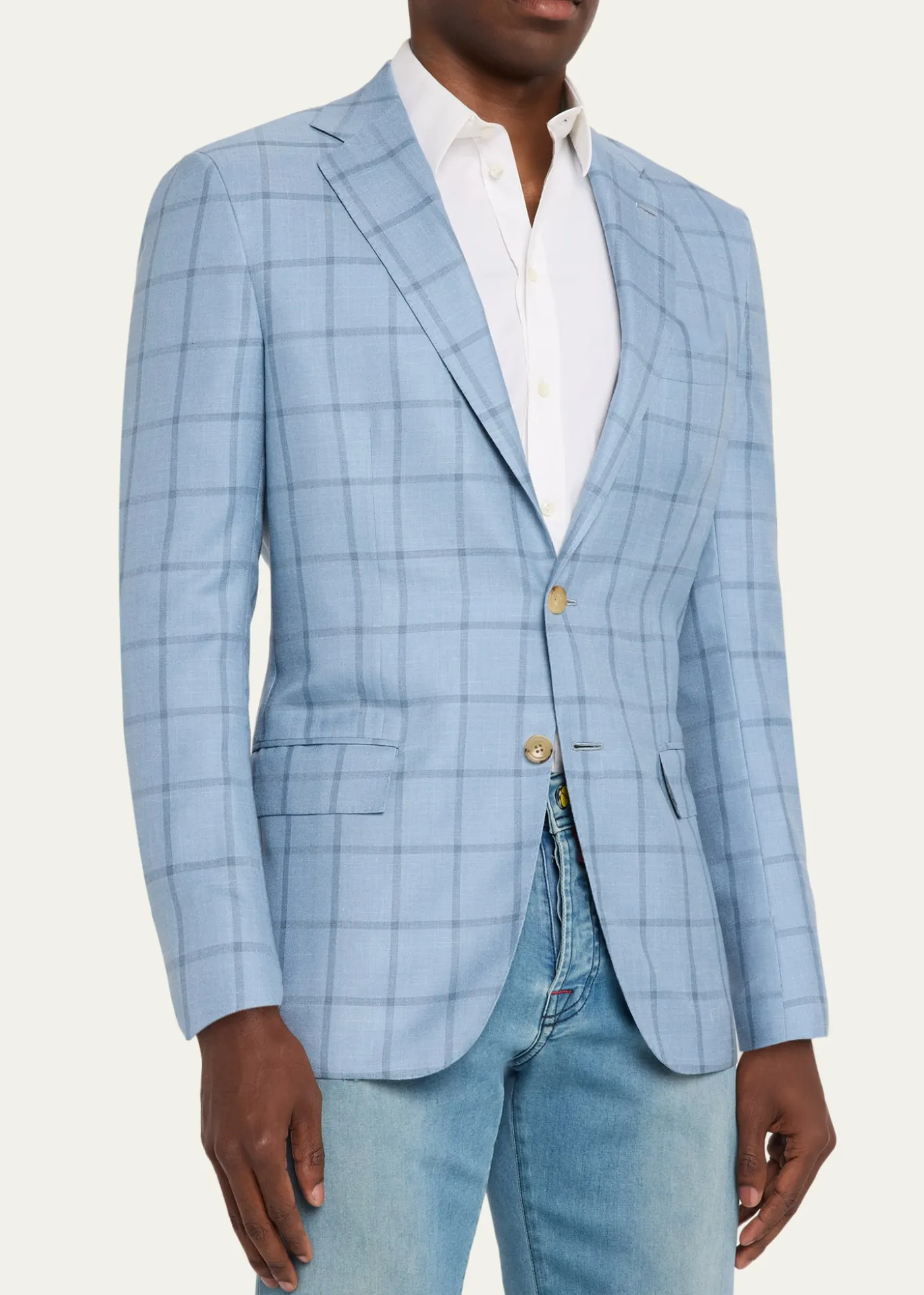 KitonMen's Windowpane Check Cashmere Sport Coat