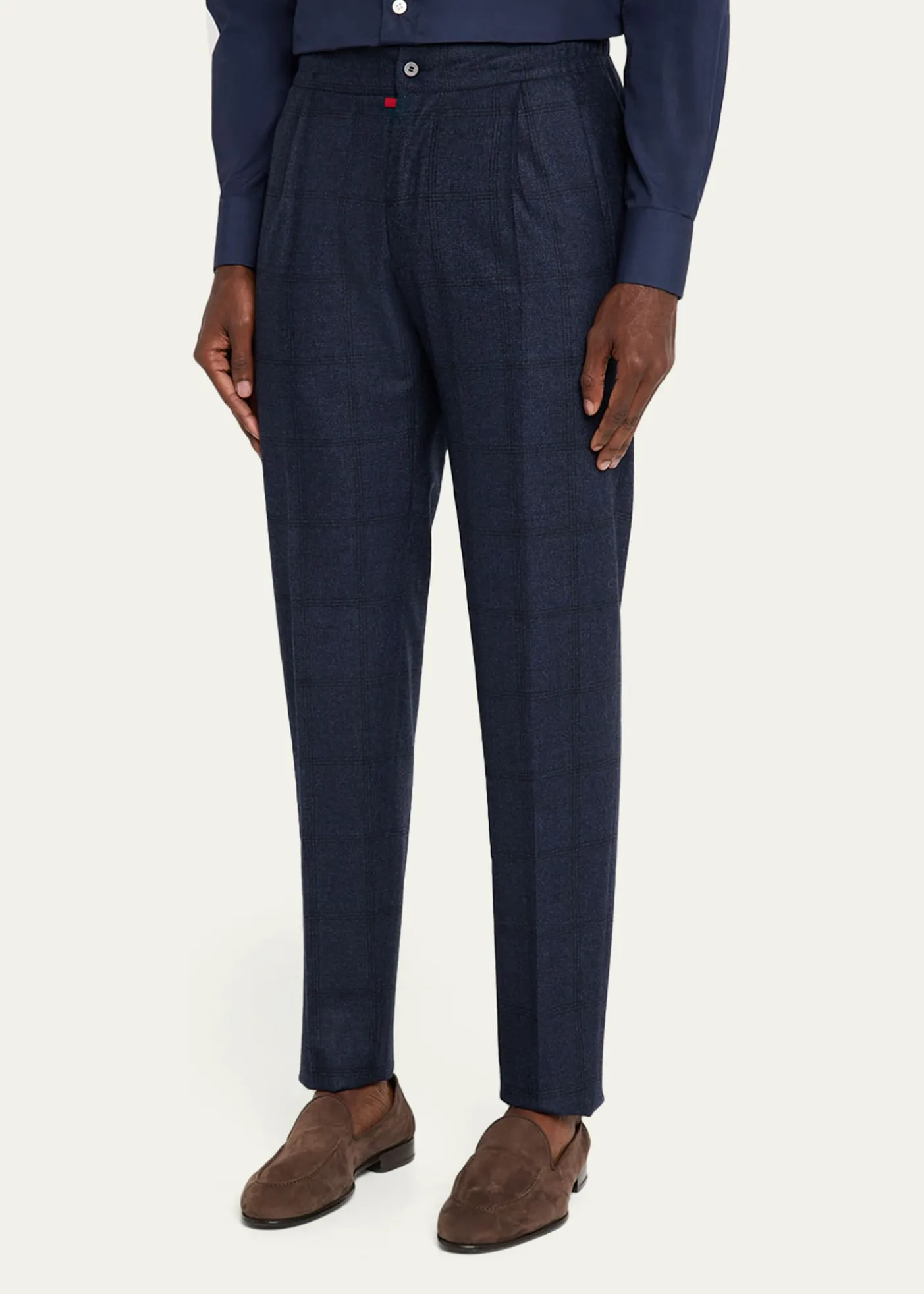 KitonMen's Windowpane Pleated Stretch Pants
