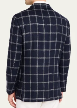 KitonMen's Windowpane Silk, Cotton and Cashmere Sport Coat