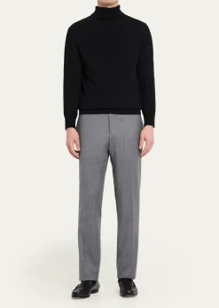 KitonMen's Wool and Cashmere Flat-Front Pants