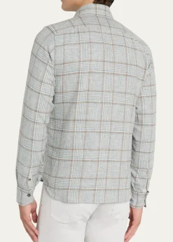 KitonMen's Wool-Blend Plaid Overshirt with Pockets