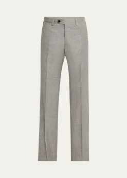 KitonMen's Wool Sharkskin Flat-Front Trousers