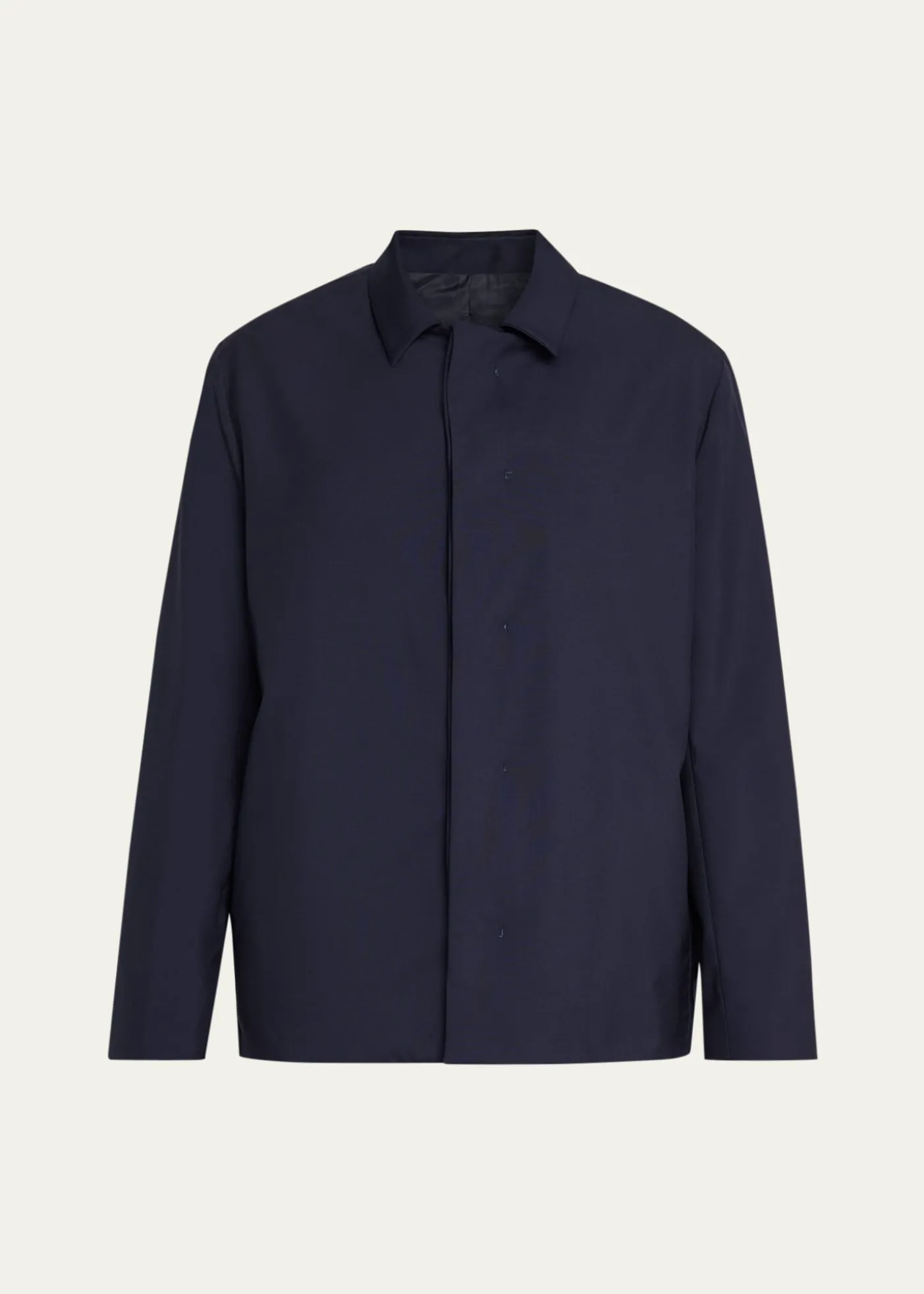 KNTMen's Wool Hidden Button-Front Bomber Jacket