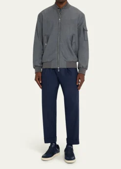 KNTMen's Zip-Front Wool Bomber Jacket