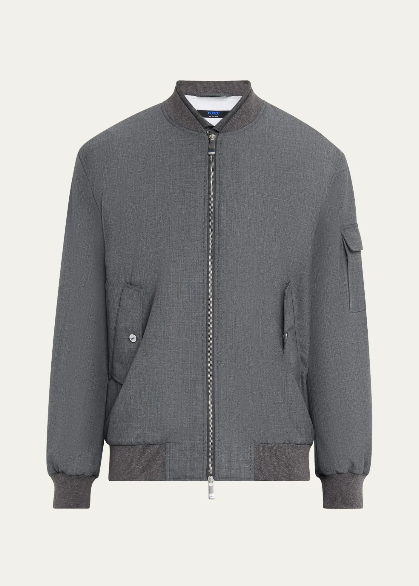 KNTMen's Zip-Front Wool Bomber Jacket
