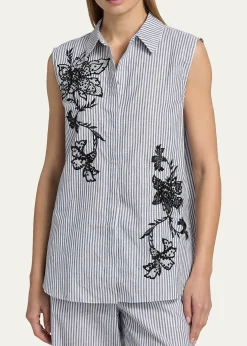 Kobi HalperinAerin Striped Floral-Embroidered Blouse