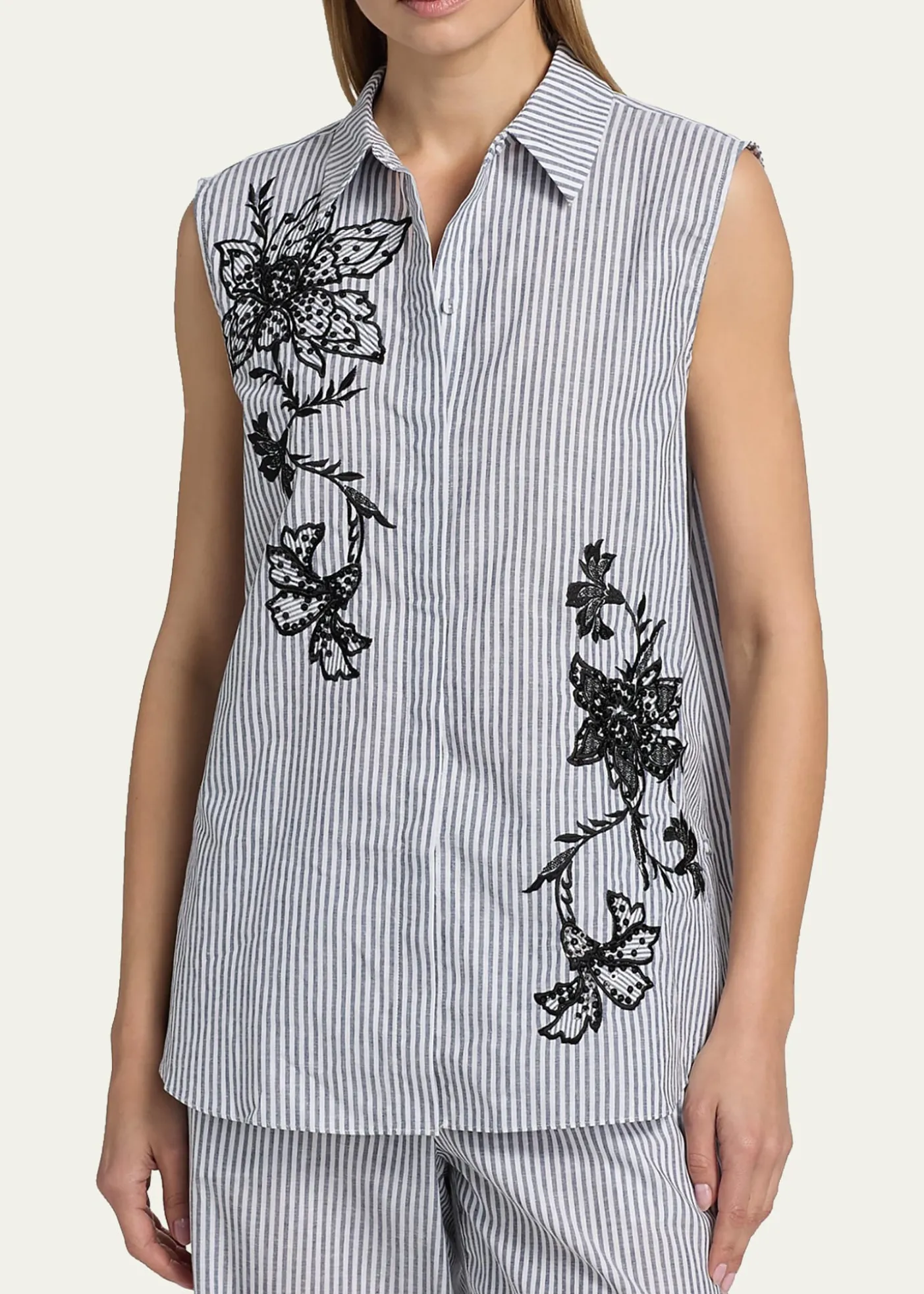 Kobi HalperinAerin Striped Floral-Embroidered Blouse