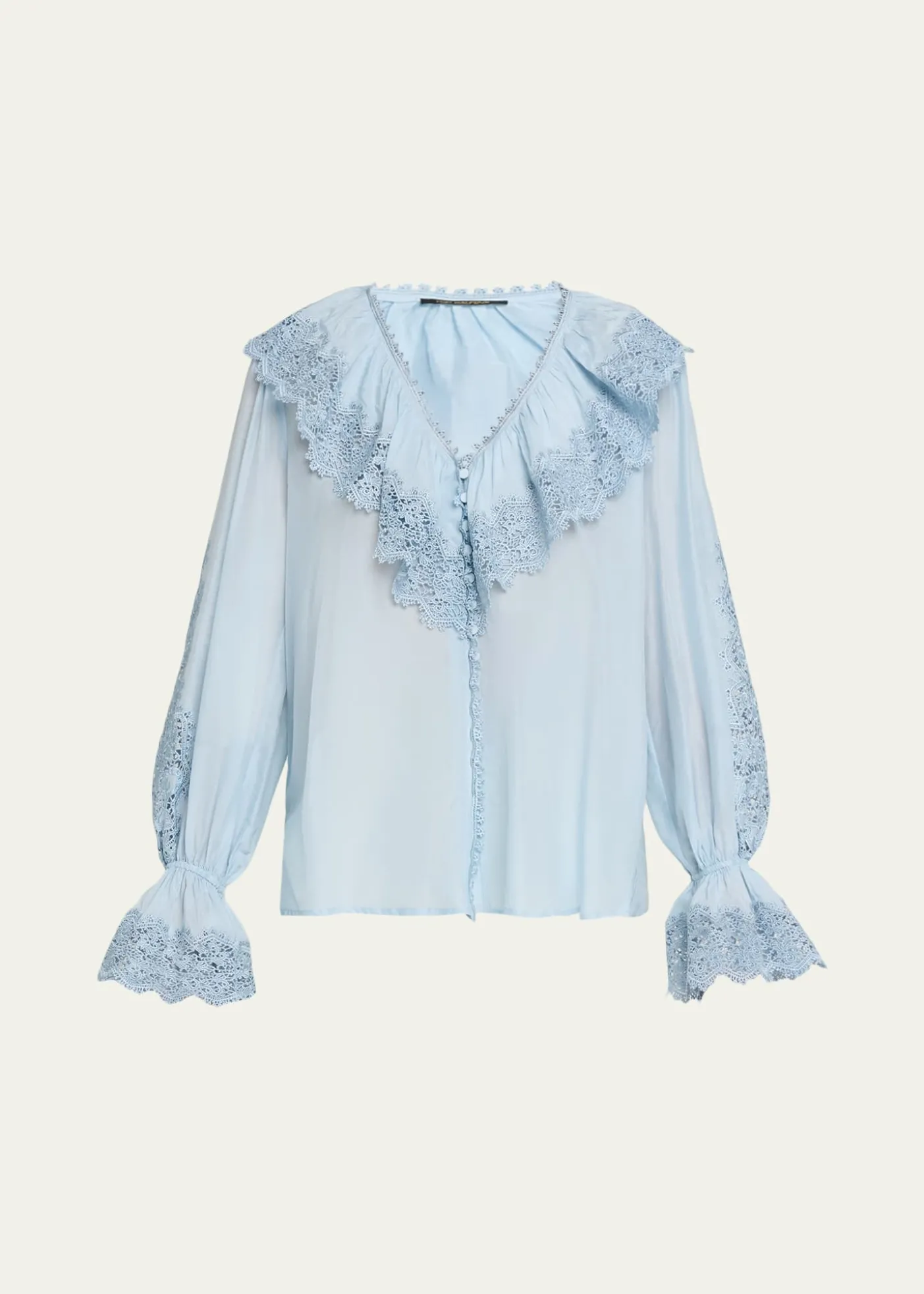 Kobi HalperinArielle Lace-Trim Ruffle Blouse